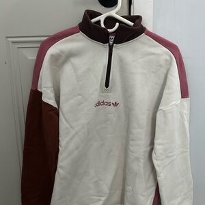 Adidas Brown and Pink Quarter Zip Sweatshirt